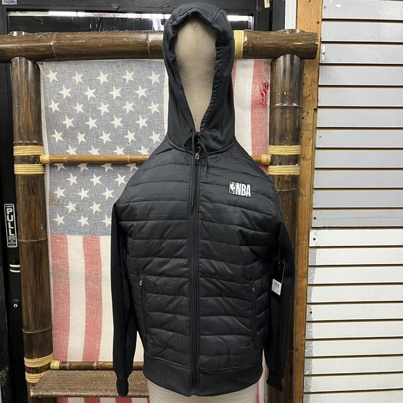 NWT NBA net dry hooded basketball Jacket puffer full zipup black bomber zom7510f - Picture 2 of 9
